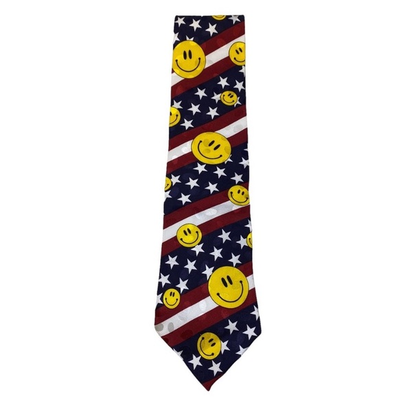Vintage 90s Smiley Face Silk Tie - Picture 2 of 4